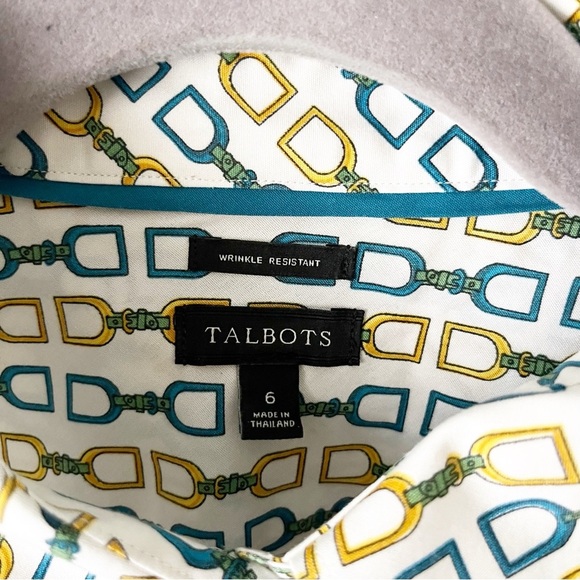 Talbots Top Women's 6 Horse Bit Button Down Equestrian Preppy Old Money - Picture 7 of 9